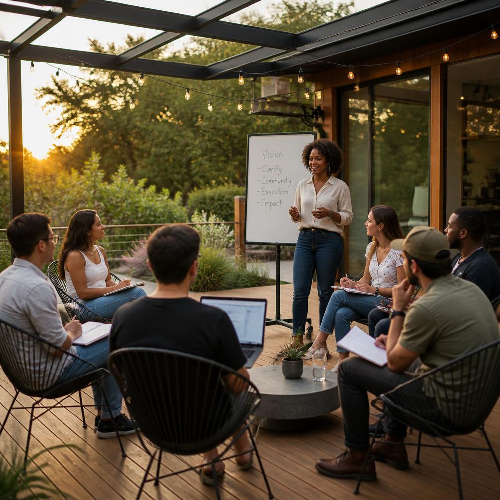 A small group learning from an expert presenter